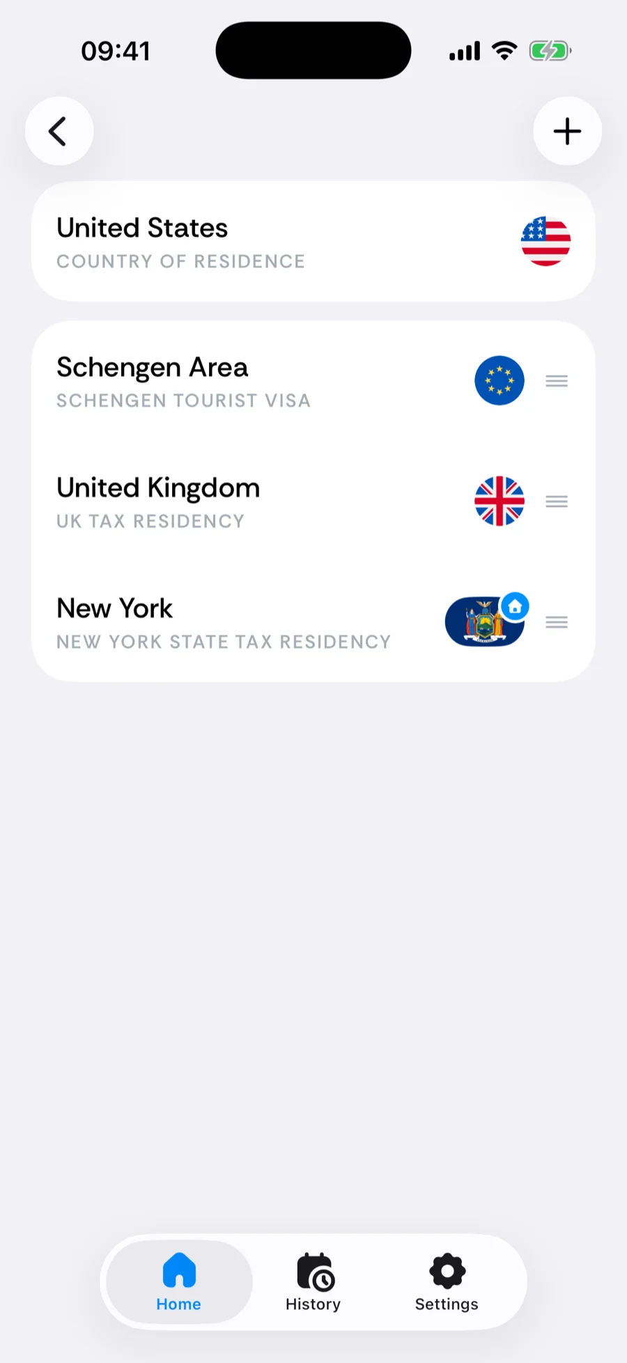 Bounded's Manage Counters screen listing the residence row and active counters
