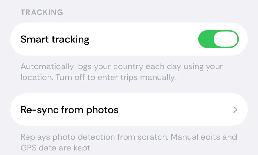 The Smart tracking toggle in Bounded's settings