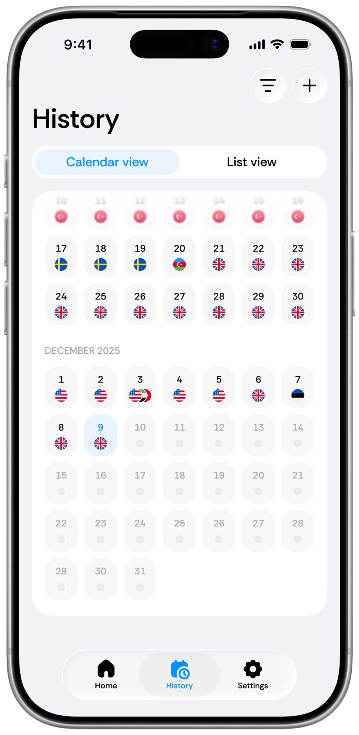Bounded Calendar screen